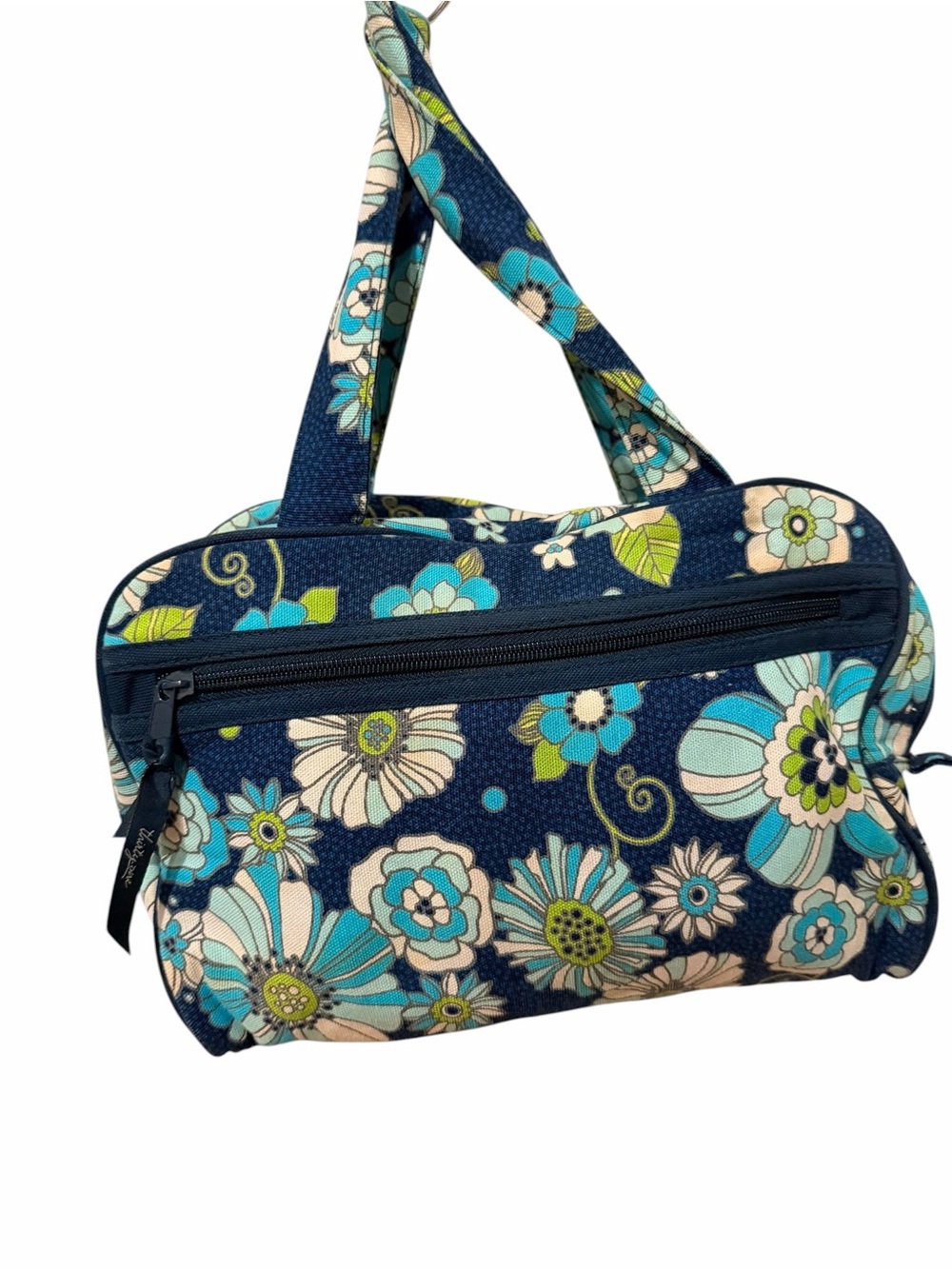thirty-one Navy Floral Cosmetic Bag with Turquoise Accents